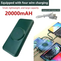 Wireless Charging Bank 20000mAh Portable Charger Fast Charging Digital Display External Battery Pack Built-in 4 Cables Suitable