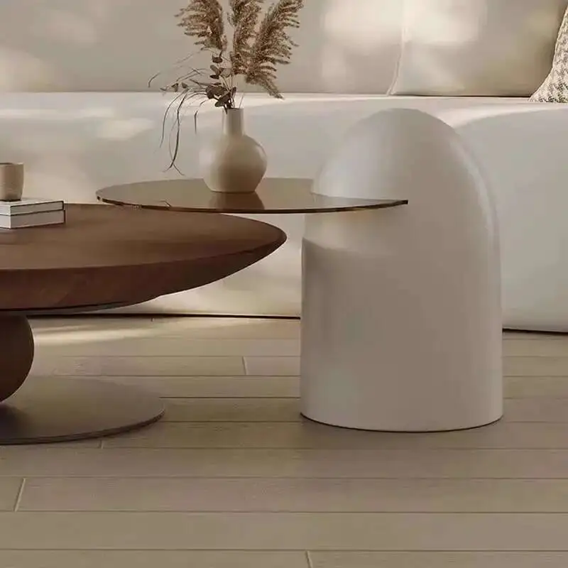 طاولات القهوة الإيطالية الفاخرة الحديثة خمر الخشب غرفة المعيشة خزانة القهوة إطار معدني مستدير الساقين أثاث غرفة ميسا سنترو
