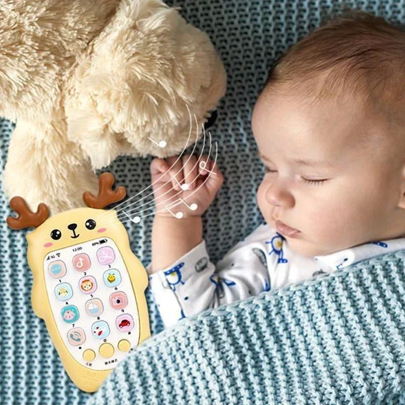 Giocattolo Telefono per Bambini Bilingue con Funzione Massaggiagengive, Musica e Voce, Giocattolo Educativo per la Prima Infanzia, Macchina Elettronica per l'Apprendimento, Regalo per Bambini, Giocattolo per Neonati