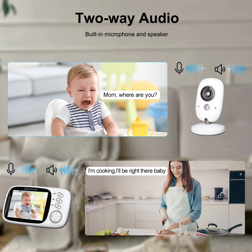 VB603 Video Baby Monitor 2.4G Mother Kids Two-way Audio Night Vision Surveillance Cameras with Temperature Display Baby Items