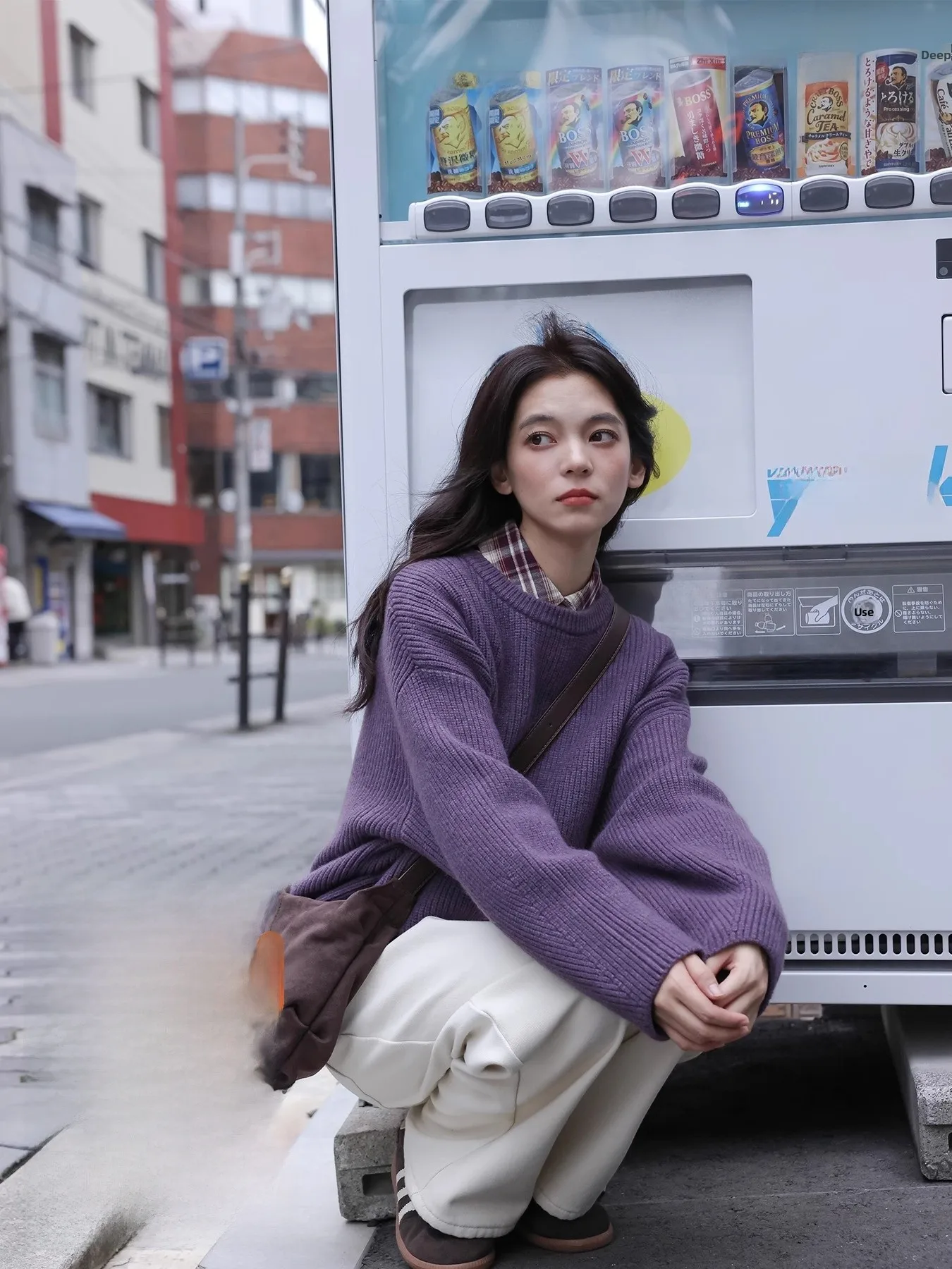 

Women's Knitted Sweater Autumn Winter Purple Dyeing Series Overhead Sle Long Sve round Ne Regular Fit Warm Thermal