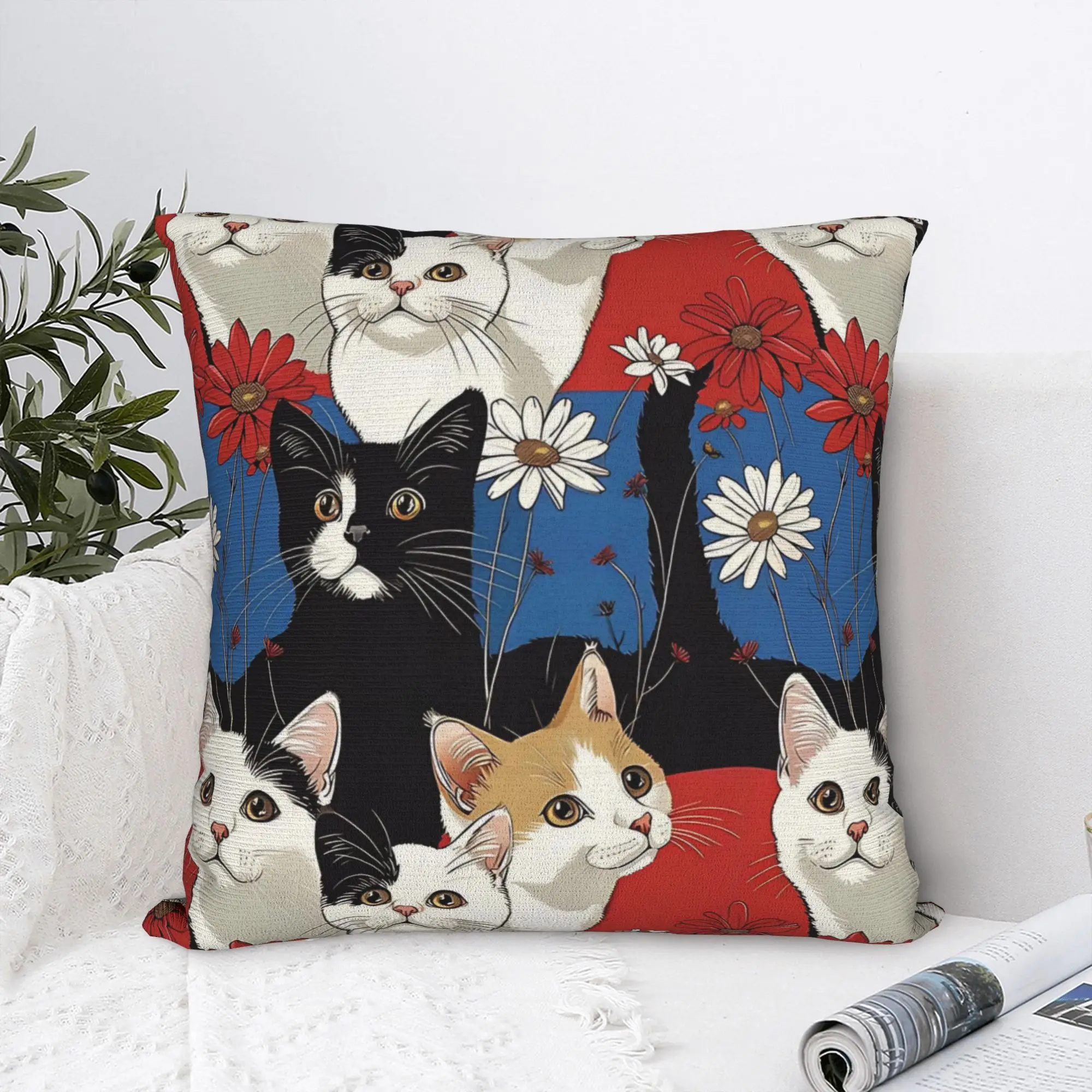 Kittens in the wild  Pillowcase Polyester Cushion Cover Decoration Cats Pattern Pillow Case Cover Sofa Drop Shipping 45X45cm