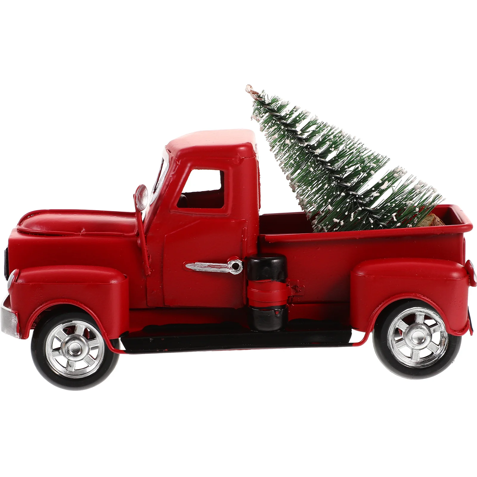 Artificial Garlands Christmas Red Truck with Tree Mini Retro Decor Vintage Metal Car Model Decoration Small