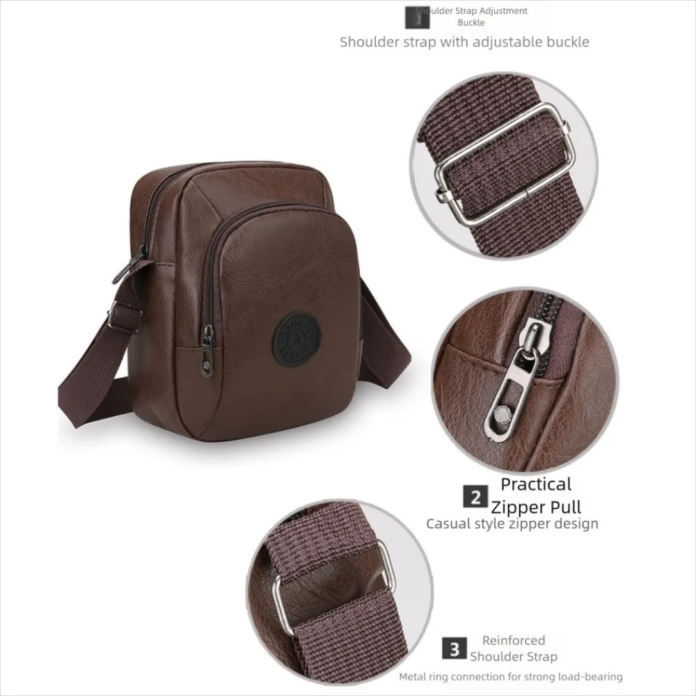 

Fashion PU Leather Men's Casual Bag Brown Black Waterproof Shoulder Messenger Bags Large Capacity Business Handbag Outdoor