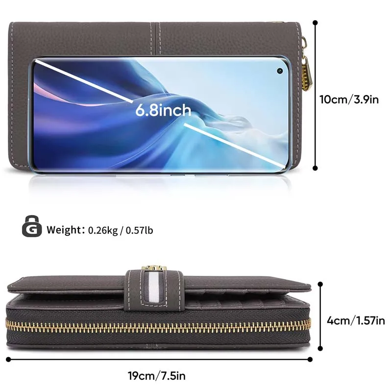 Pomelo Best Women's Authentic Leather Wallet with RFID Protection Fashion Card Holder Coin Purse Cellphone Bag Female Money Bag