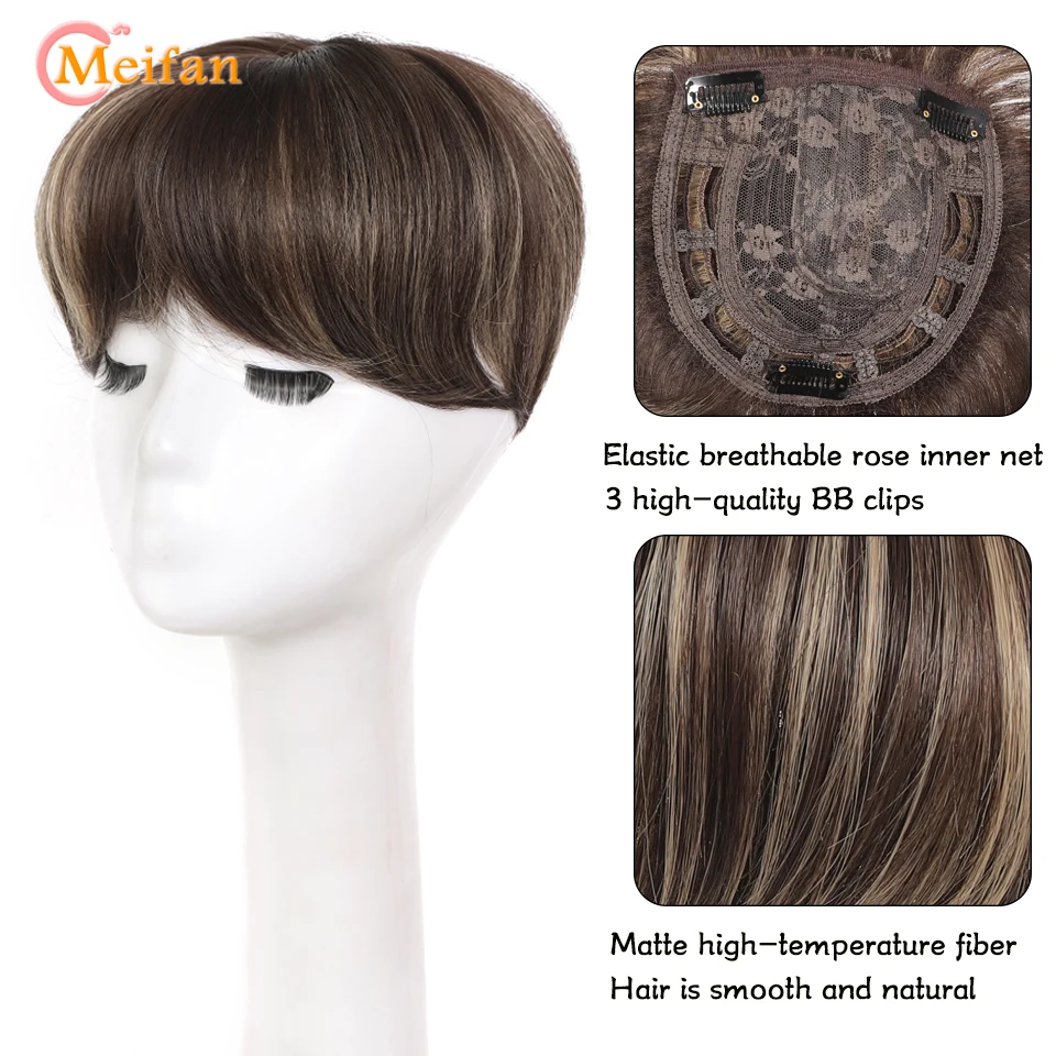 MEIFAN Short Pixie Cut Hair Toppers Synthetic Clip In Head Topper Extension Fluffy Natural Fake Hairpiece for Thin Hair Women