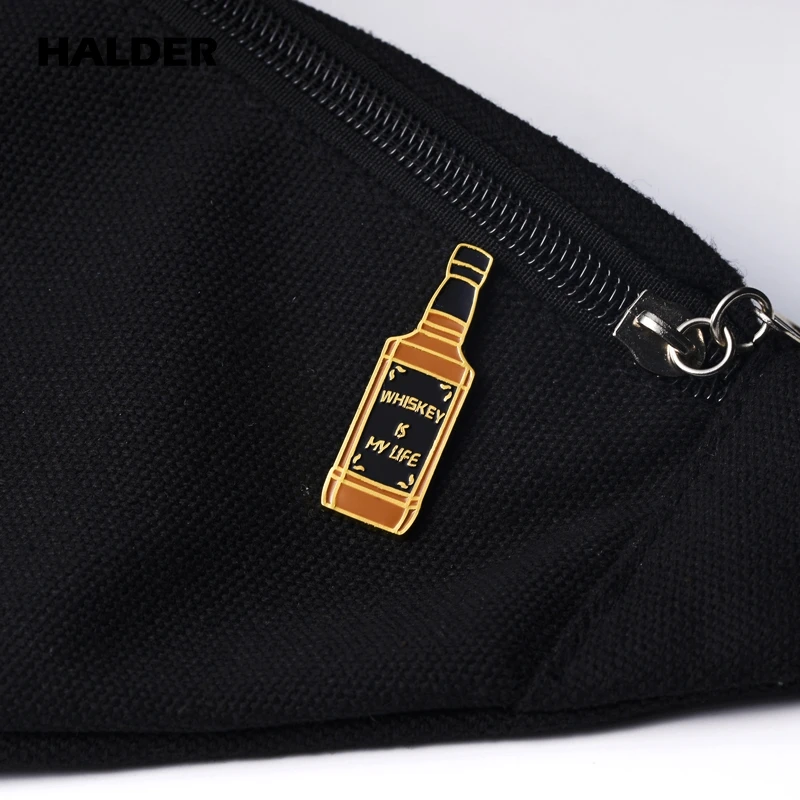 HALDER Wine Enamel Pin Whiskey Brooch Moutai Badge Lapel Pin Backpack Jeans Clothes Birthday Party Jewelry Gift for Best Friends