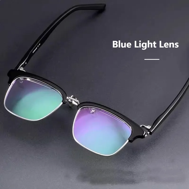 180 ° Flip-up Design Titanium Acetate Glasses Frame Retro Eyebrow-Rim Square Eyeglasses Men Large Face Optical Prescription Lens - Image 3