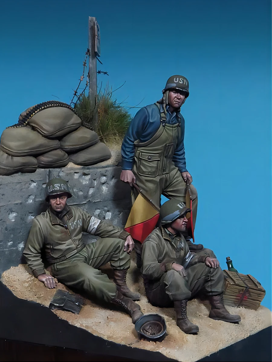 1/35 resin unpainted figure kit, WWII soldiers (with scene), unassembled and unpainted GK