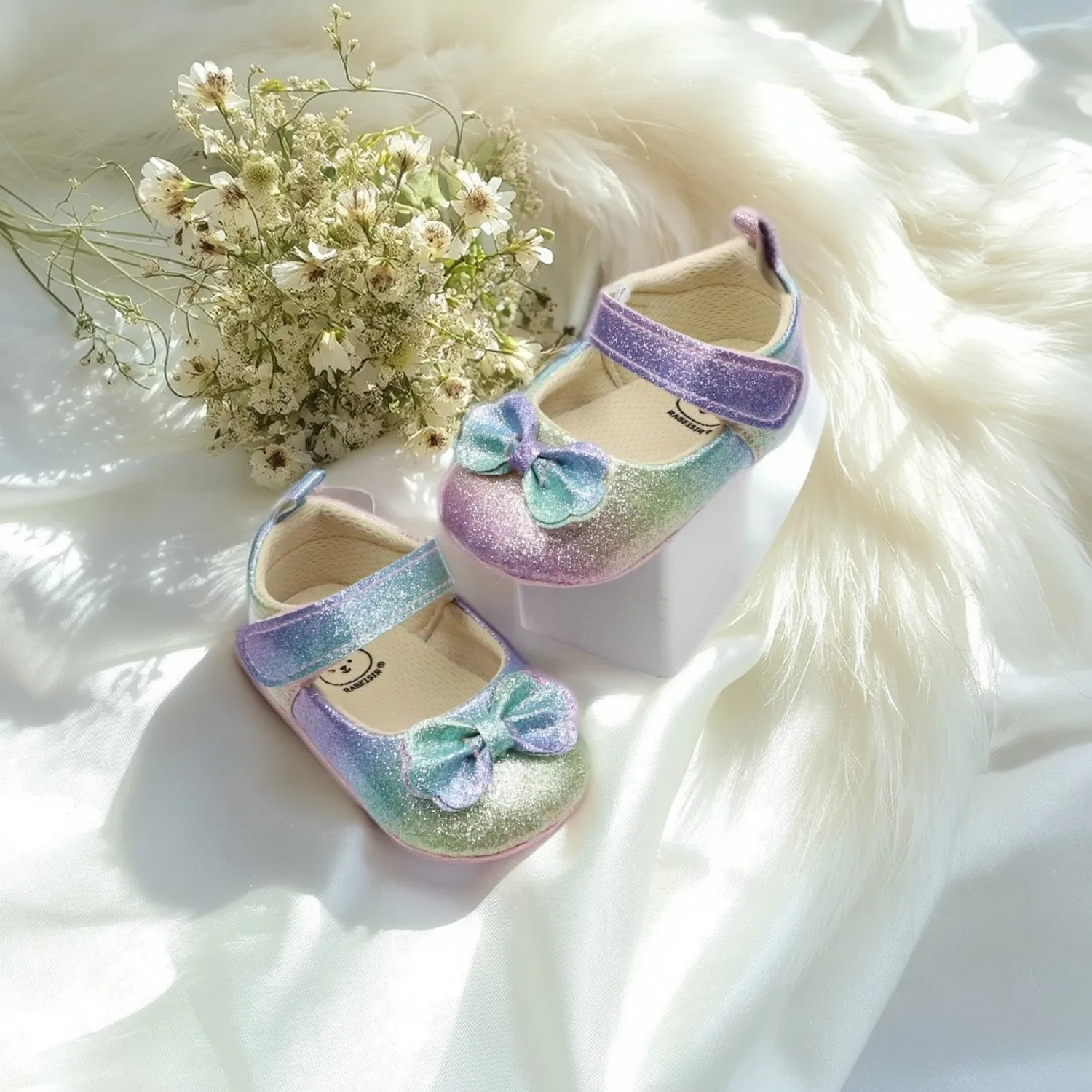 Sapatos de bebê sapatos de princesa 0-1 ano de idade sapatos de caminhada sola macia antiderrapante 0-6-12-18 meses