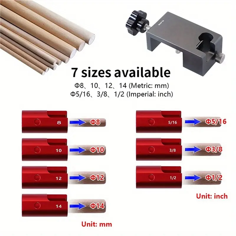 

BAAG-Dowel Maker Jig Tenon Dowel Plug Cutter W/Alloy Blade Adjustable Drill Guide Positioner For Wood Sticks Making