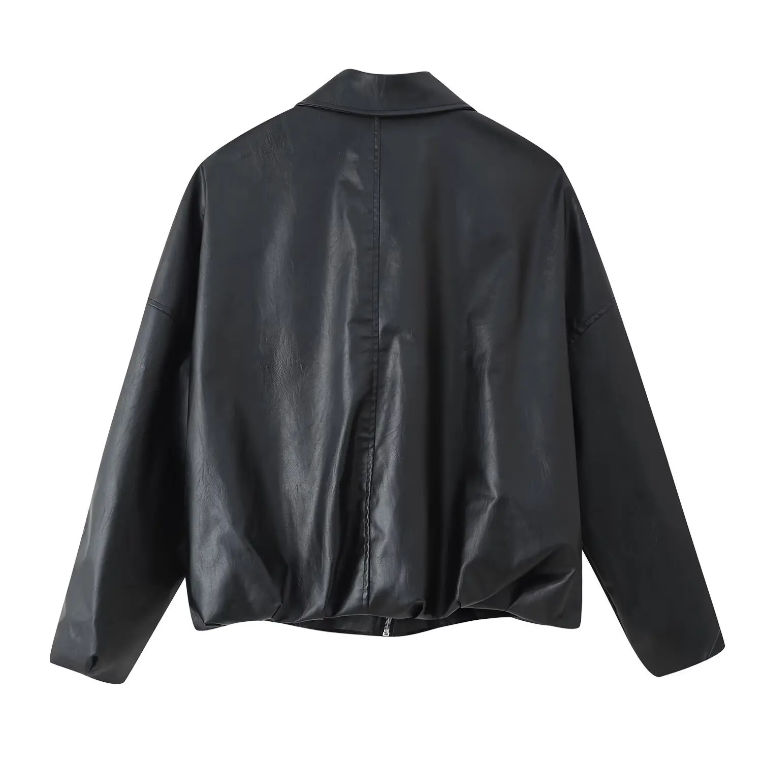2025 Autumn New Retro Turn Down Collar Short Leather Jacket Women Loose Large Size Multi Color Options Fashion Trendy