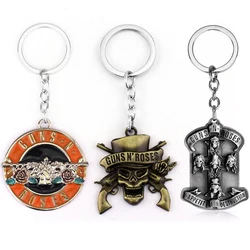 Guns N Rose Keychain Rock Band GNR Alloy Keyring Steampunk Music Band Pendant Fashion Women Men Car Bag Charm Key Chains