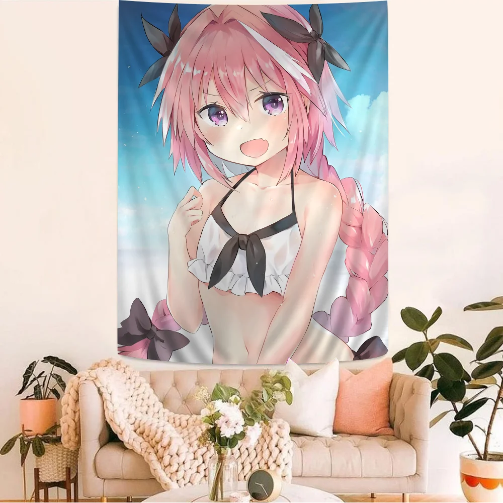 Schicksal Apocrypha Astolfo Anime Tapisserie Hippie Blume Wandteppiche Wohnheim Dekor billige Hippie Wandbehang