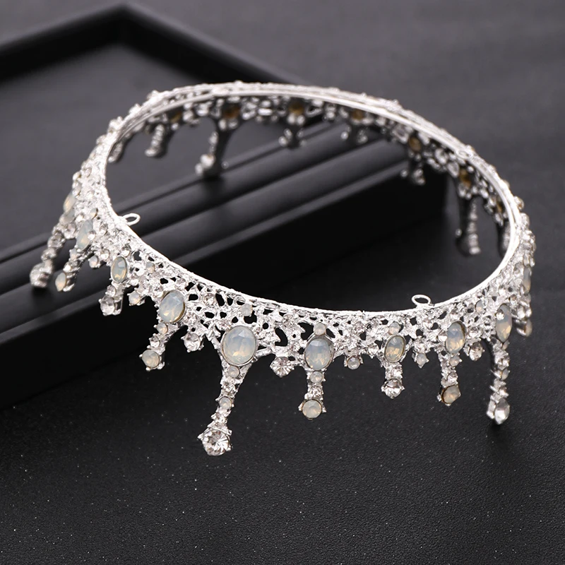 Baroque Rhinestone Crystal Queen Crown Wedding Tiara Bridal Diadem Silver Color Headpiece Crown Party Wedding Hair Accessories image 2