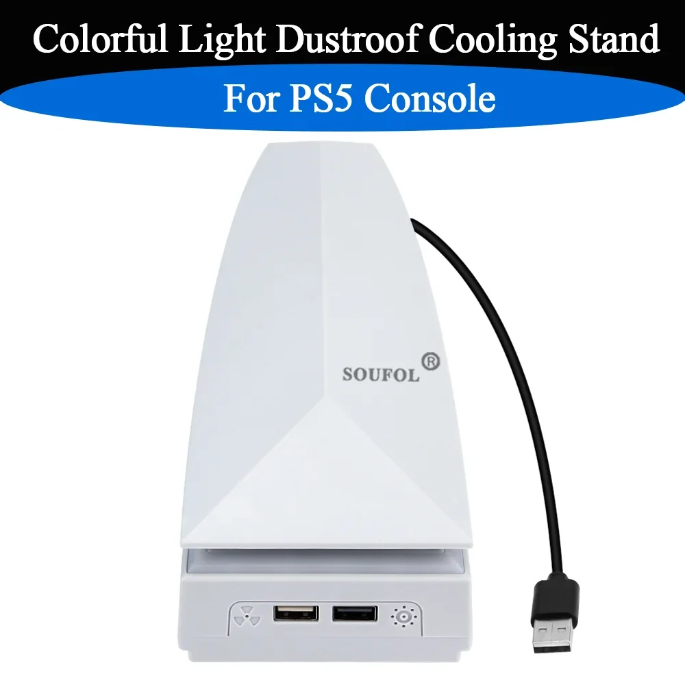 Nieuwe, kleurrijke, verlichte koelstandaard voor de PS5-console, met een beschermkap tegen stof, een koelventilator en RGB-verlichting met stofdichte LED's, voor de PS5.