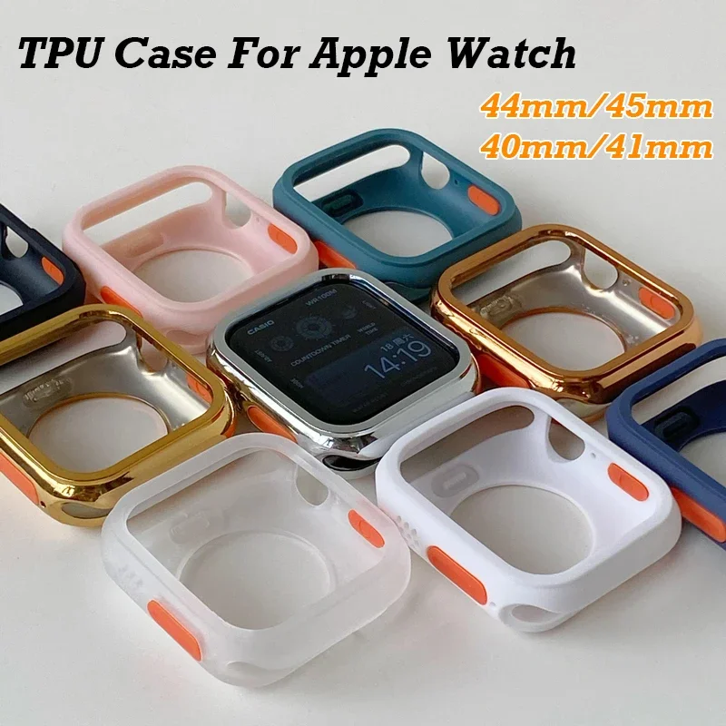 

New Case for Apple Watch 40MM 41MM 44MM 45MM TPU Scratch Proof Cover Bumper iWatch Series 9 8 7 6 SE 5 4 Universal Accessories