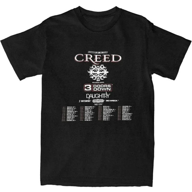 

Summer Of 99 Creed Band 2024 Tour Shirt Accessories for Men Women Pure Cotton Vintage Tee Shirt Short Sleeve Clothing Gift Idea