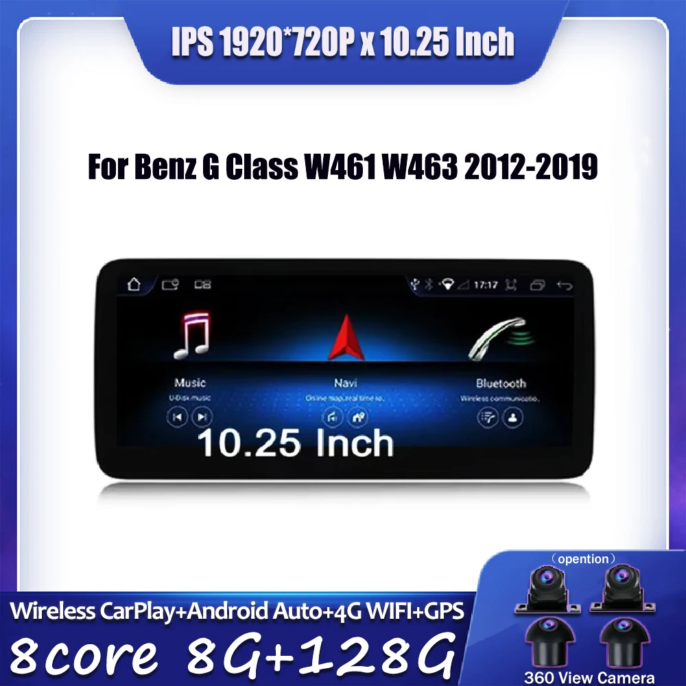 Android 14 For Mercedes Benz G Class W461 W463 2012-2019 GPS Navigation Bluetooth WiFi Head Unit CarPlay HD Screen 4G Lte