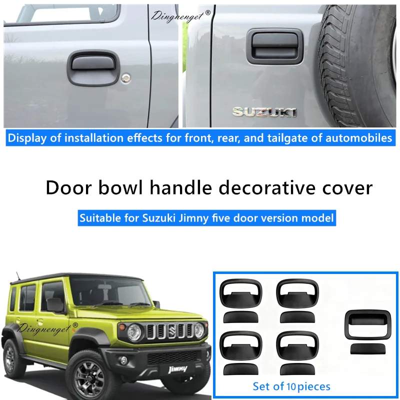 

10-piece set of door bowl handle decorative cover decorative stickers suitable for 2023+JB64W Suzuki Jimny five-door model