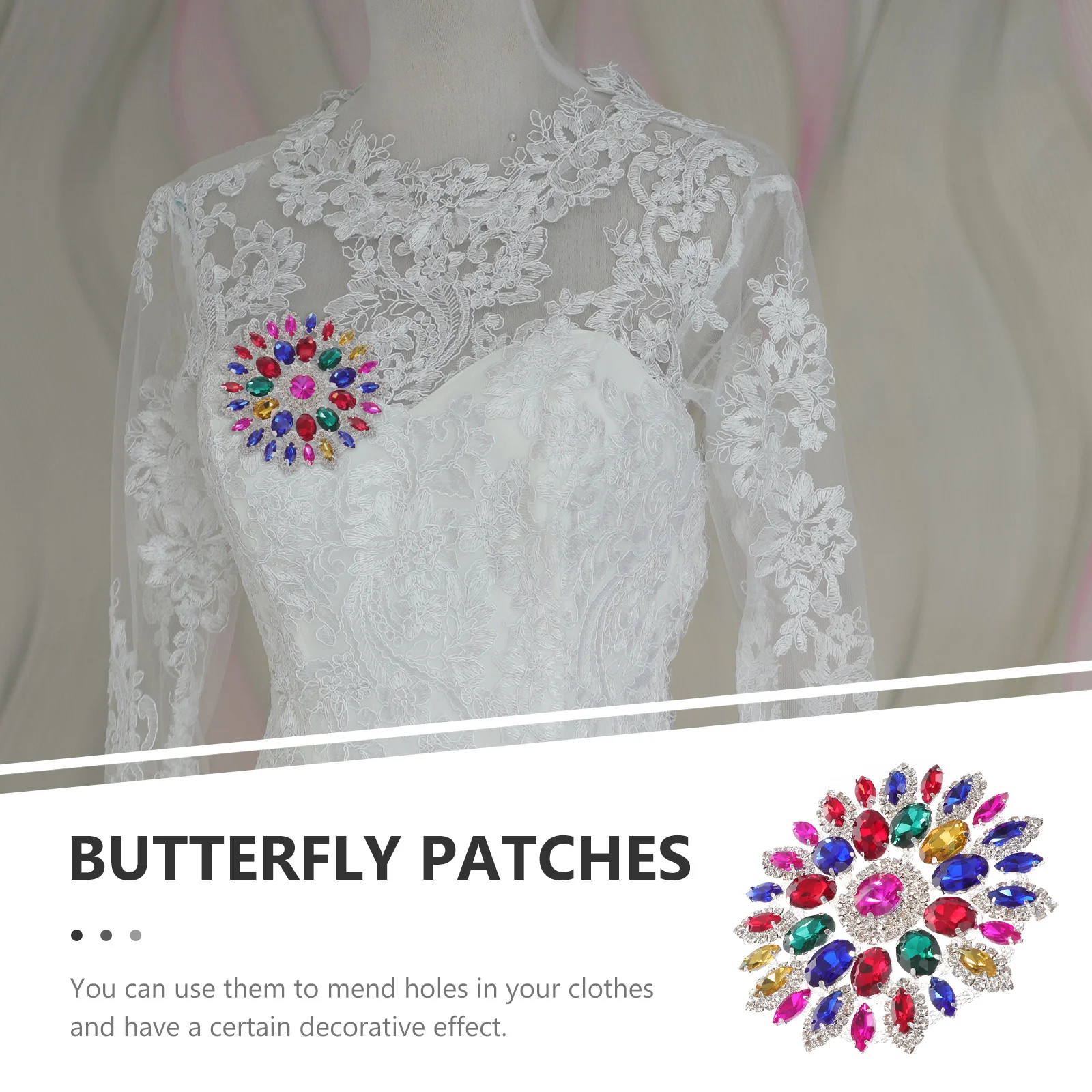 

1pc Rhinestone Round Flower Applique Dress Decor Creative Patch Diy Clothing Accessories Bag Suitcase Embellishment Craft Sewing