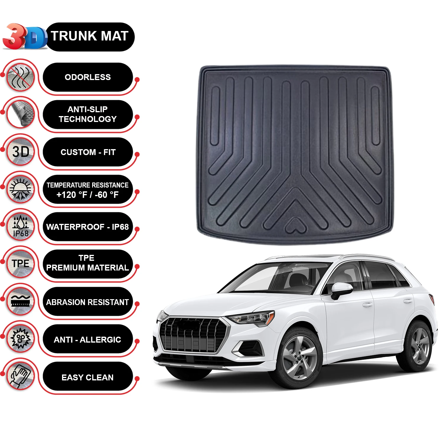 

Audi Q3 2011-2018 Cargo Liner Rear Trunk Floor Mat