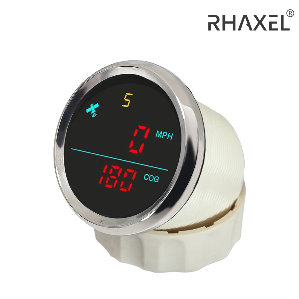 RHAXEL 52mm Digital Universal GPS Speedo Gauge 0-999km/h mph konts with Compass 12V 24V for Yachts Vessels Tractor