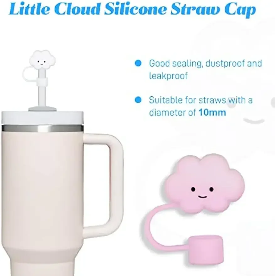 3 Pack Compatible with Stanley 30&40 Oz Tumbler, 10mm Cloud Shape Straw Covers Cap, Cute Silicone Cloud Straw Covers