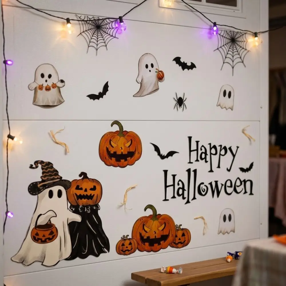 Soft Magnets Halloween Garage Door Magnets Water-Resistant Fade-Resistant Ghost Pumpkin Bat Magnet Set No-Adhesive Weather-Proof