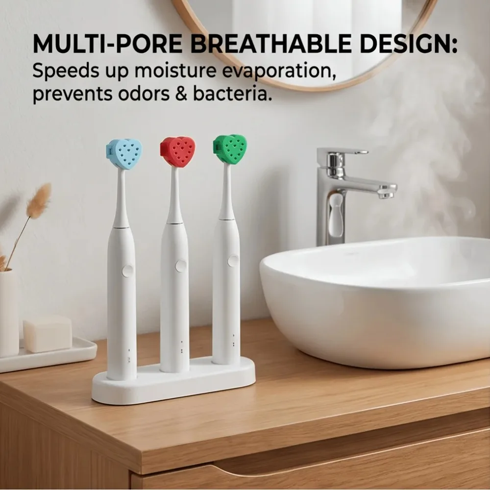 5pcs  Travel Storage Case, Dust Cover, Lightweight heart-Shaped Breathable Electric Toothbrush Head Protector,