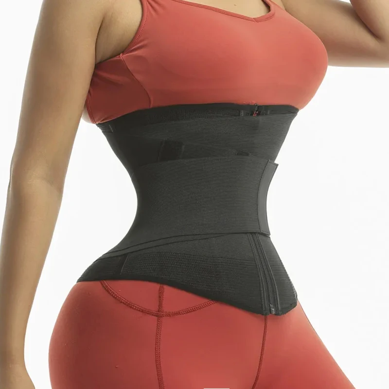 

9 Steel Bone Waist Trainer Snatch Me Up Wrap Body Shaper Fajas Colombian Belt Adjustable Belly Tummy Control Stretch Band