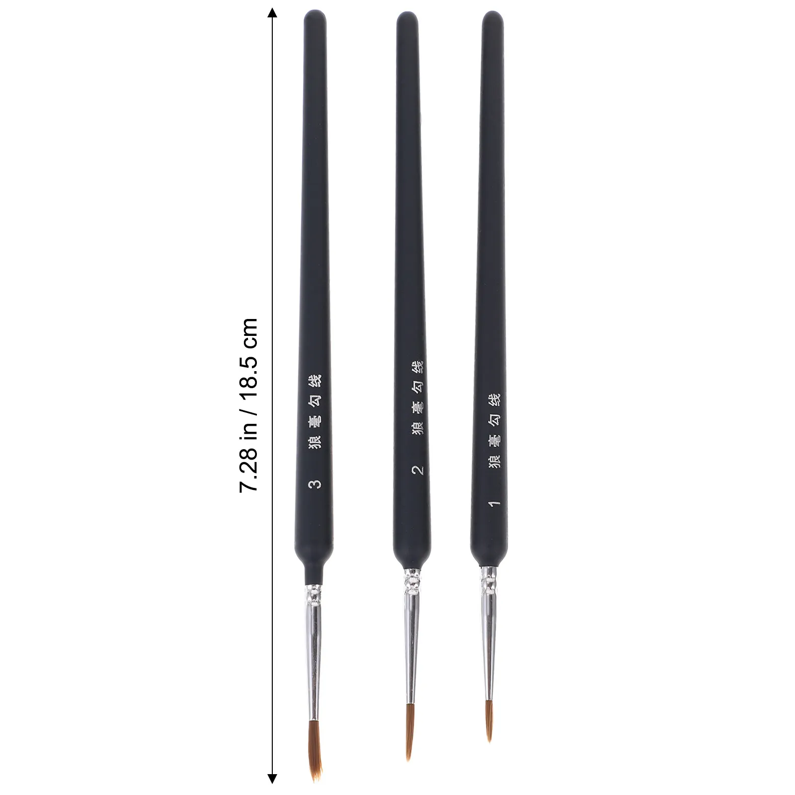 3Pcs Professional Wolf Hair Detail Brushes Set Liners for Miniature Painting Acrylic Watercolor Oil Gouache Fine Art Craft