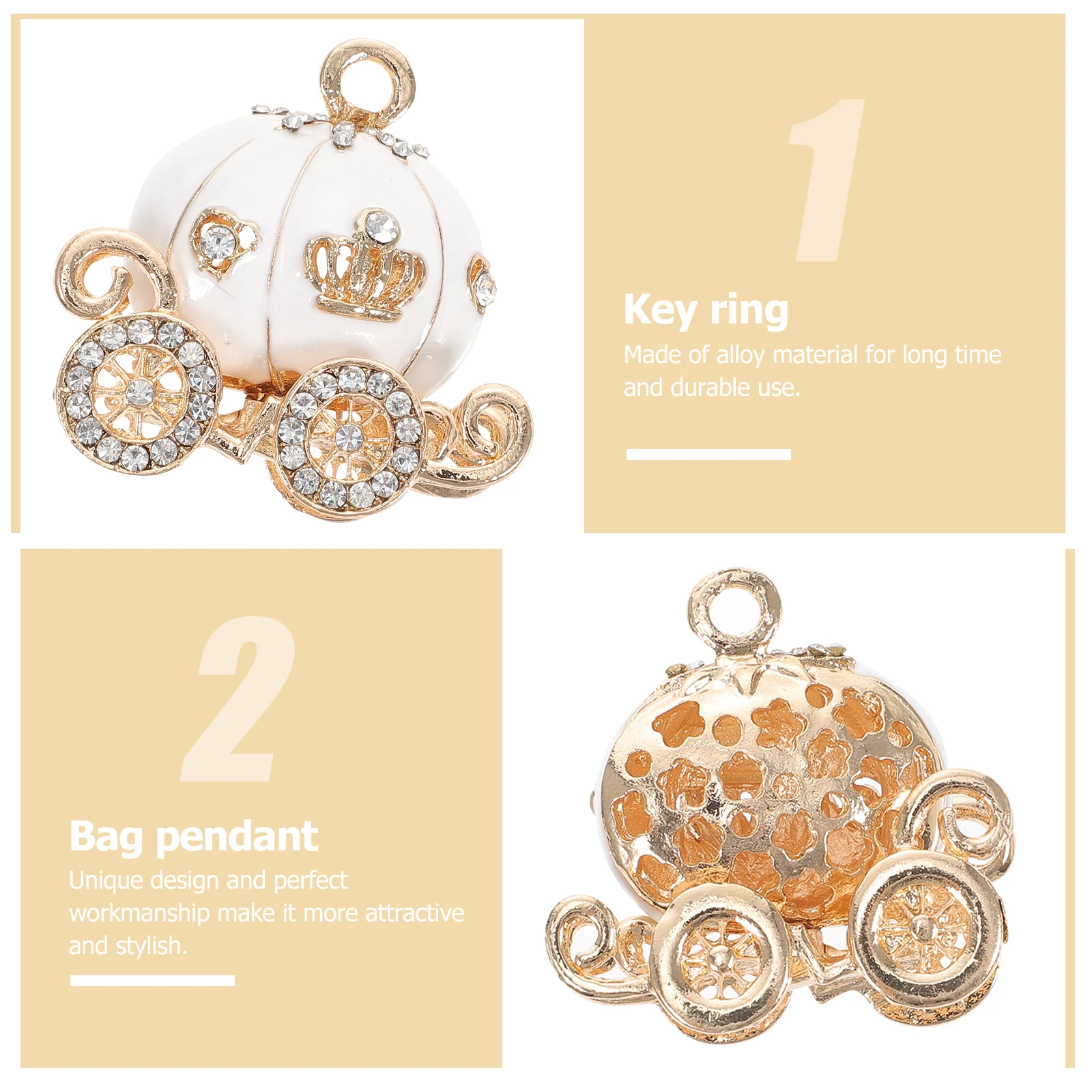 

2pcs Creative Cartoon Pumpkin Car Keychains Durable Key Chain Pendant For Bag Backpack Handbag Decoration Unique Car Key Ring