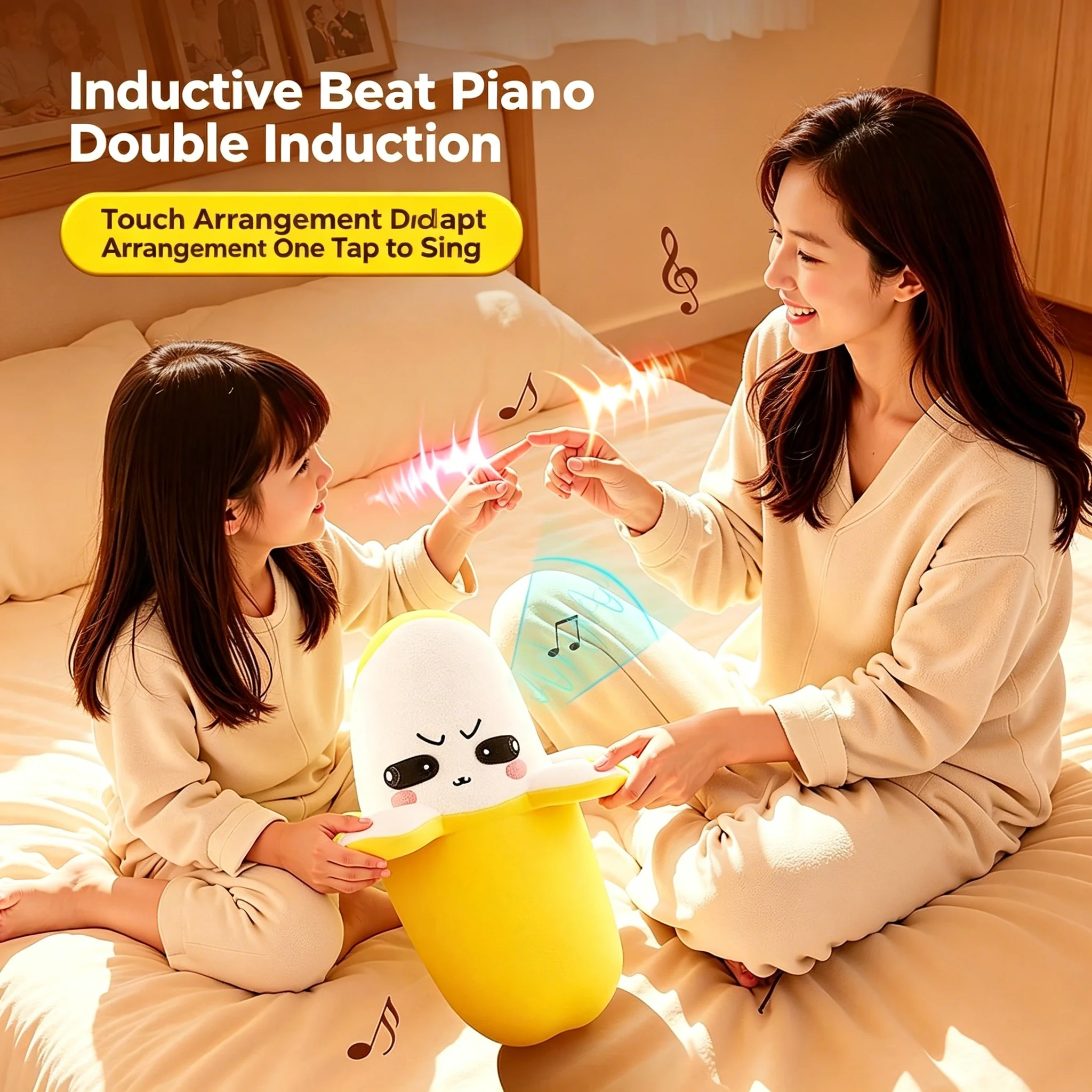 Banana Fruit Induction Beat Toy Creative Music Dolls Kawaii Parent-child Toys Sensory Party Game Collectible Toy