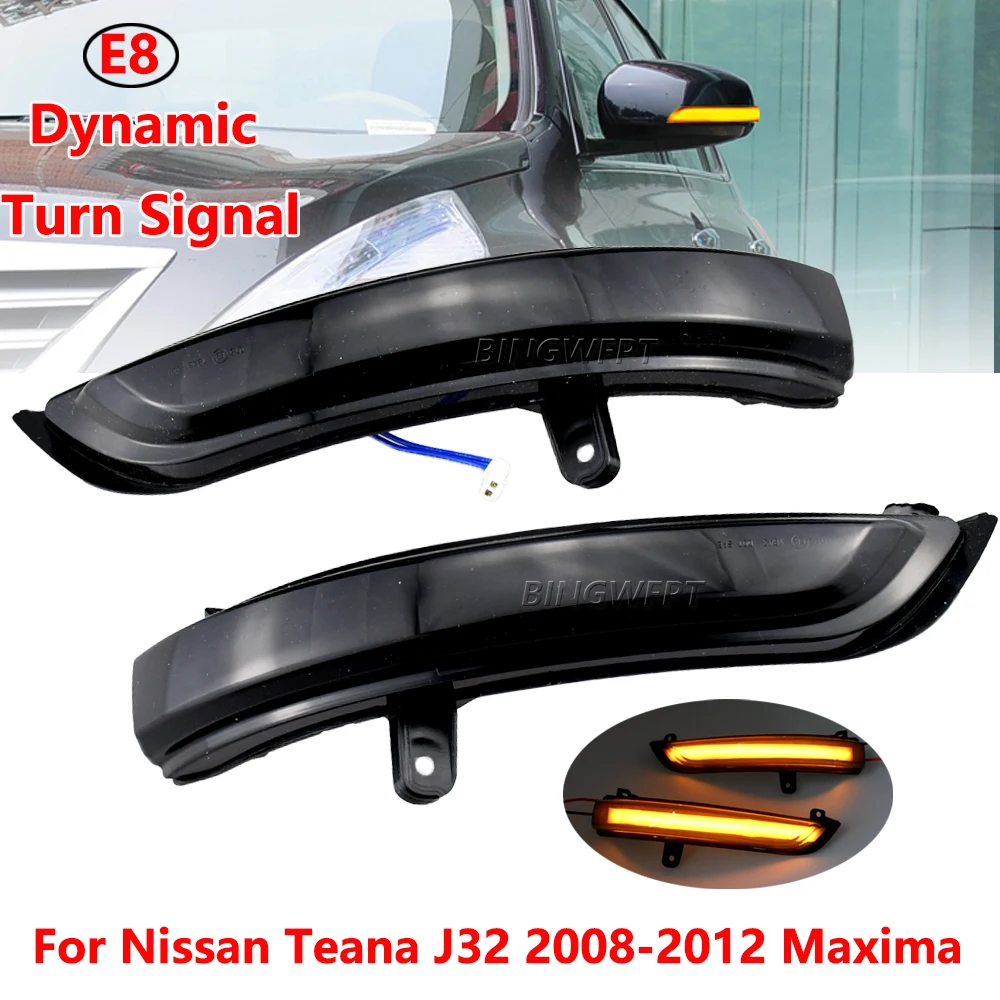 2PCS Dynamic Turn Signal LED Side Mirror Indicator Blinker Sequential Light For Nissan Teana J32 2008-2012 Maxima