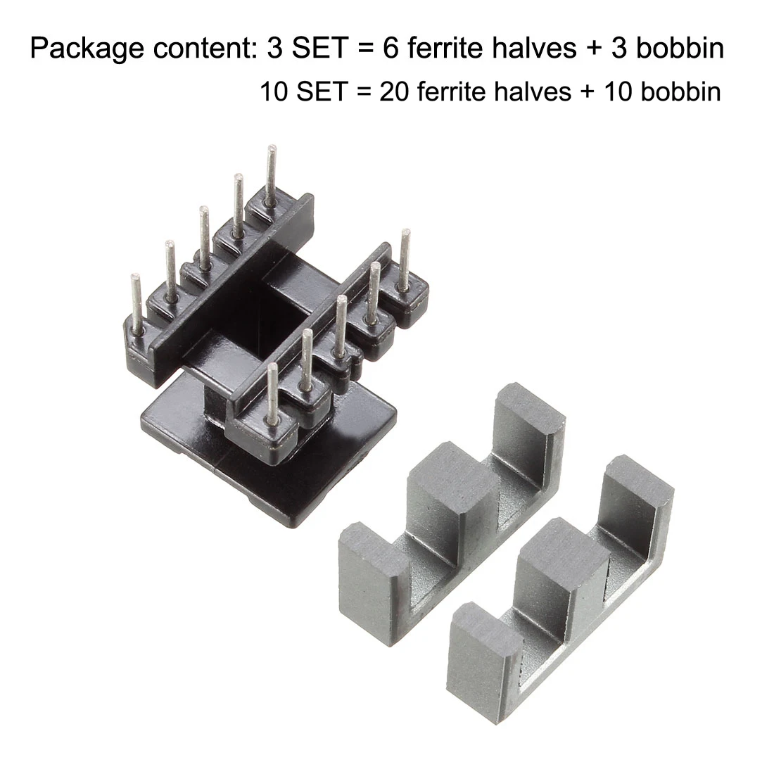 3/10Set EE16 5 with 5pin Transformer Bobbin PC40 Ferrite Core Vertical 6/20 Ferrite Halves and 3/10 Bobbin Magnetic Core Bobbins