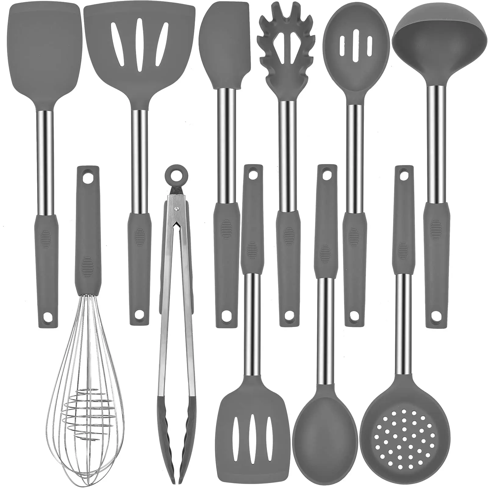 Silicone Kitchen Cooking Utensils Set With Stainless Steel Handle Cooking Utensil Set Kitchen Tool Gadgets For Nonstick Cookware