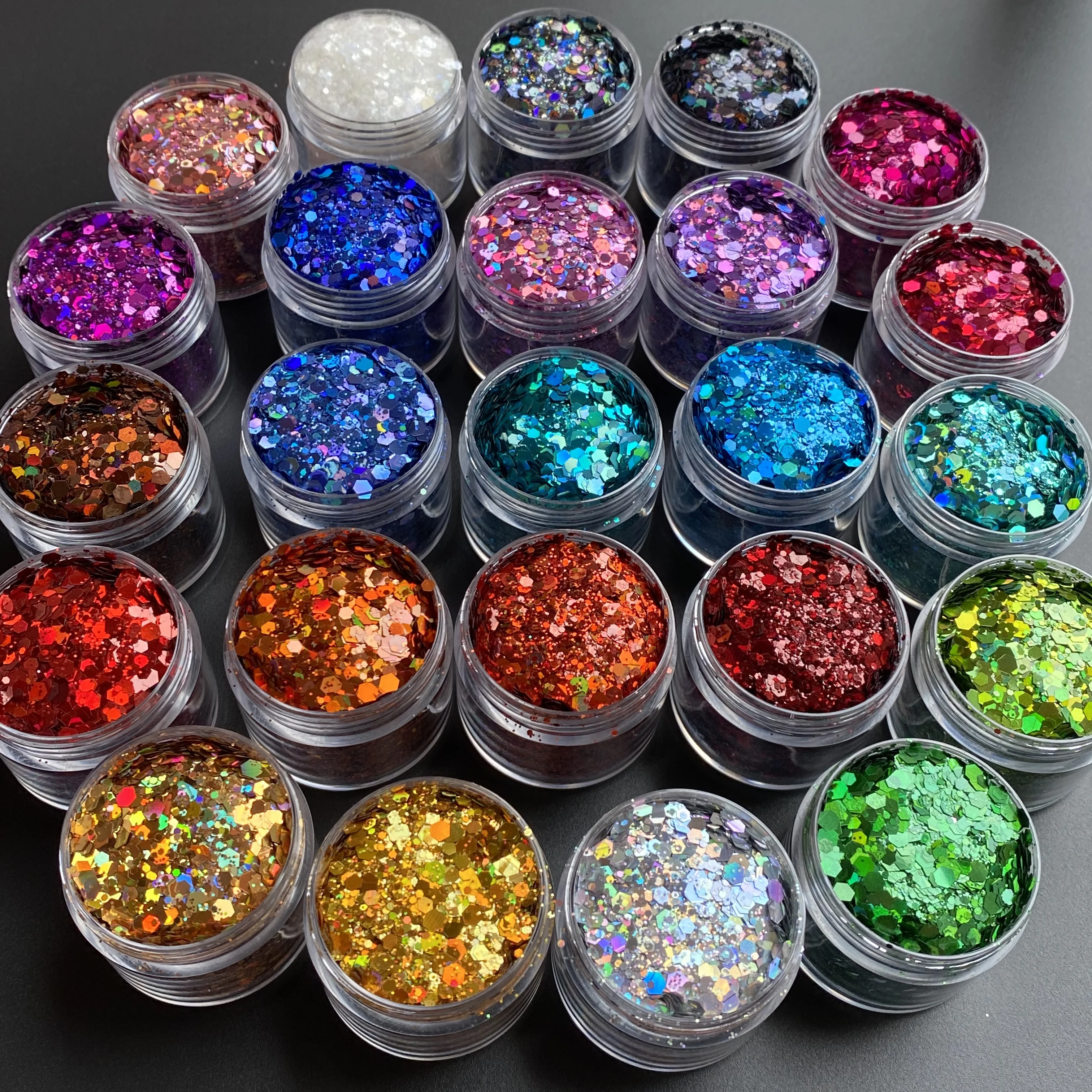 15g/Jar Popular Mixed Glitter Powder Sequins Hexagon Laser Nail Craft Chunky Flakes For Epoxy Resin