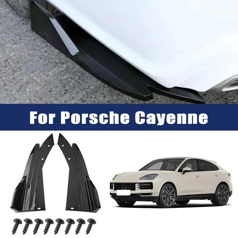

2pcs Car Rear Bumper Spoiler Lip Carbon Fiber Wing Trim Anti-crash Diffuser Side Skirt Wrap Angle Splitter For Porsche Cayenne