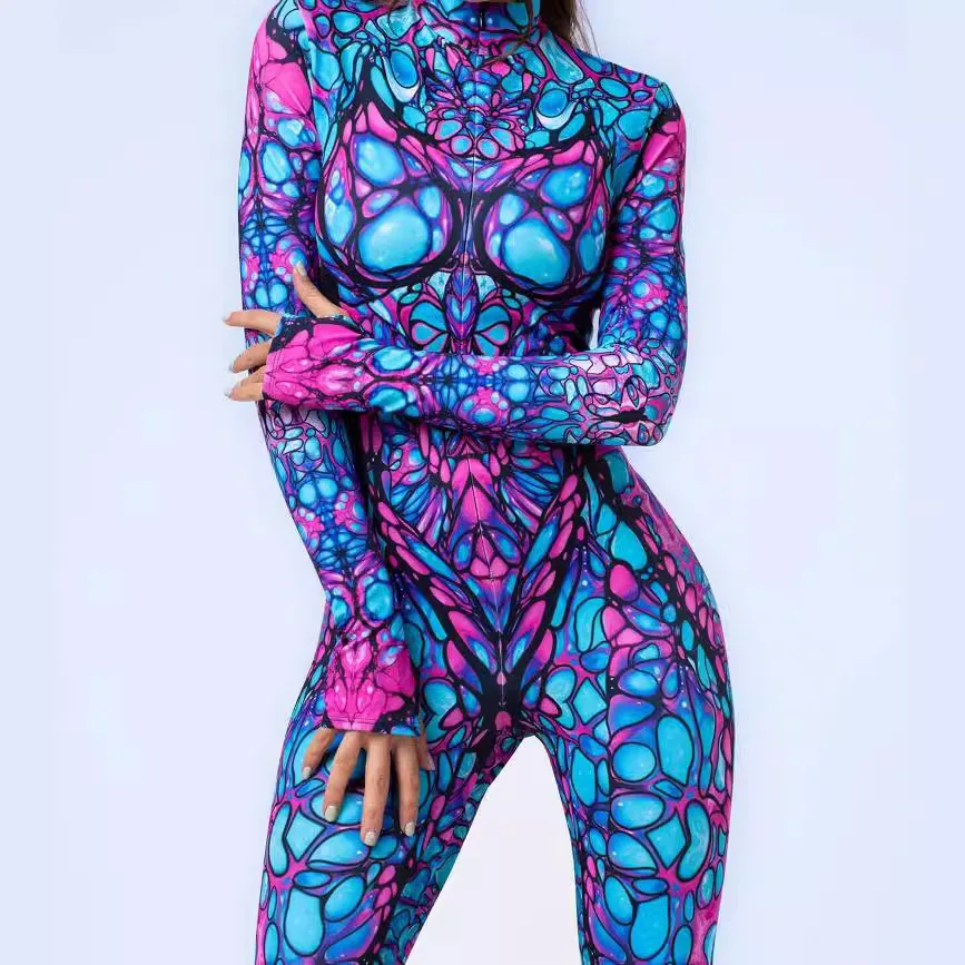Halloween Carnival Women's Leotard Cyberpunk Style Gothic Future Technology Cool Jumpsuit 3D Printing Party Role Playing Costume