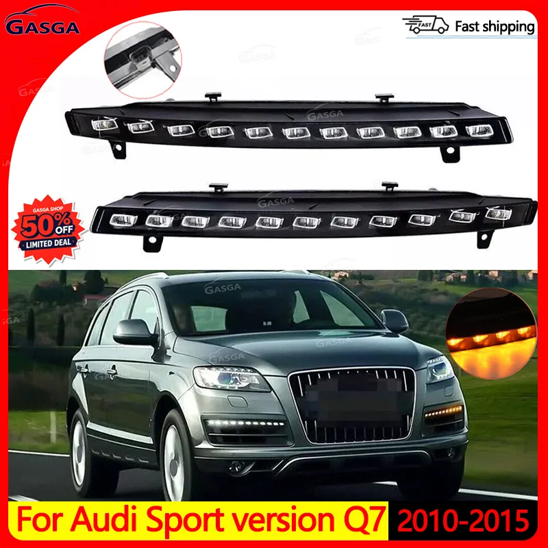 4L0953041E 11 Lamp Beads For Audi Q7 2010-2015  Sport Version 4L0953042E Front Bumper LED DRL Turn Signal Light No Dynamic Turn