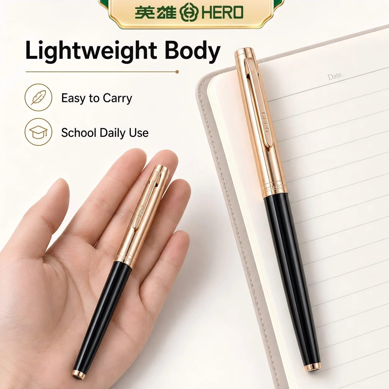 Ensemble de stylos plume rétro Hero 336 pour étudiants, enfants, pratique de l'écriture scolaire, pointe en métal classique, style vintage, papeterie, cadeau