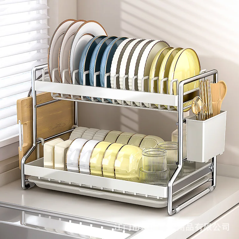 

Bowl and Dish Drain Rack Countertop Kitchen Sink Bowl and Dish Rack Light Luxury Multifunctional Bowl and Chopstick Storage Rack