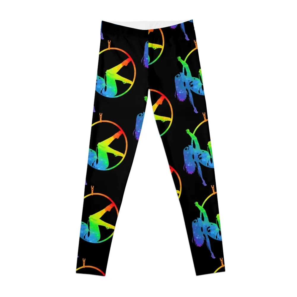 Hanging Aerialist Aerial Dancer Rainbow Tie Dye Circus Ring Leggings push up fitness harem pants Womens Leggings