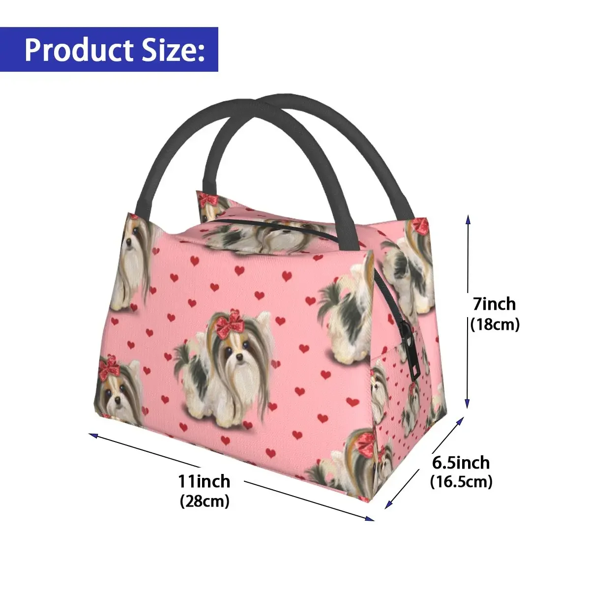 NOISYDESIGNS Portable Lunch Bag Yorkie Dog Thermal Insulated Lunch Box Tote Office Bento Pouch Container Food Picnic Handbag