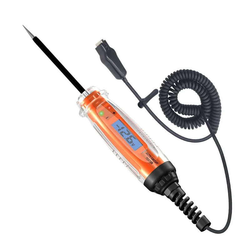 자동차 테스트 라이트 3-60V DC 디지털 라이트 테스터(전압계 포함) LCD 백라이트가 있는 자동 회로 테스터