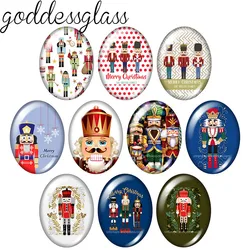 New Cartoon Nutcracker Soldiers Christmas 10pcs 13x18mm/18x25mm/30x40mm Oval photo glass cabochon demo flat back Making findings