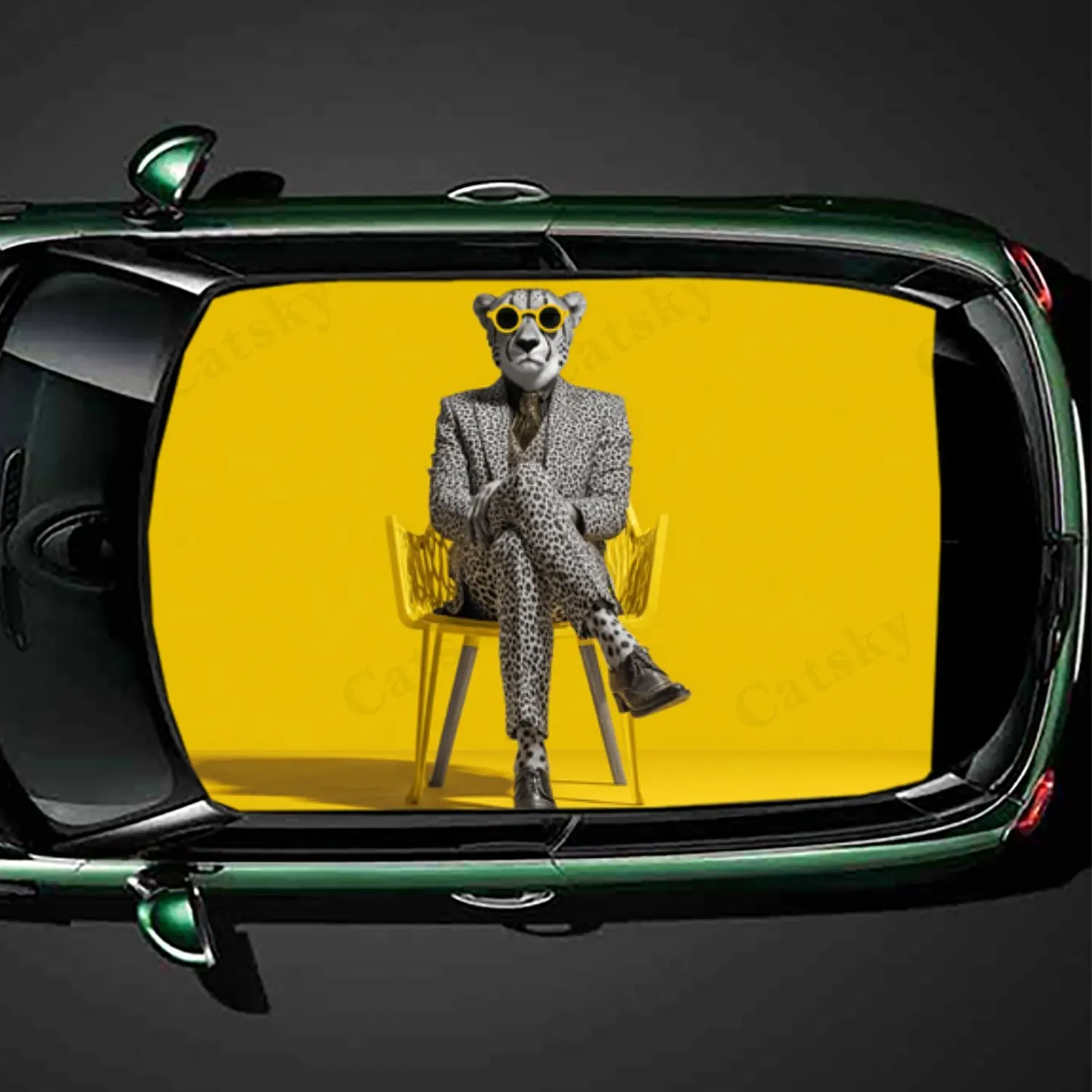 

Стильный гепард, леопардовый костюм, наклейка на крышу автомобиля, ПВХ, самоводонепроницаемая палка, яркие автомобильные внешние аксессуары, украшение, защита
