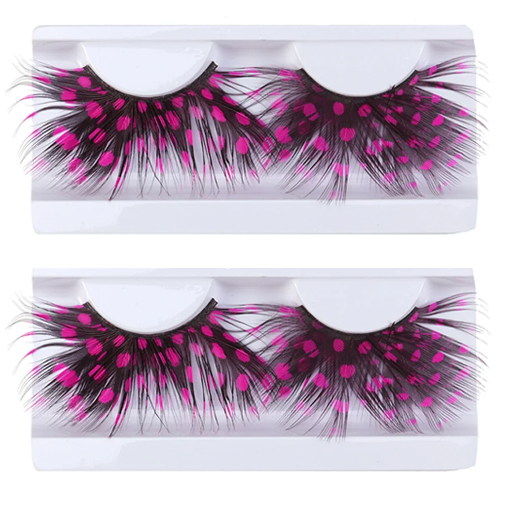 

2 Pairs False Eyelashes Costume Pink White Point Reusable Extensional Fake