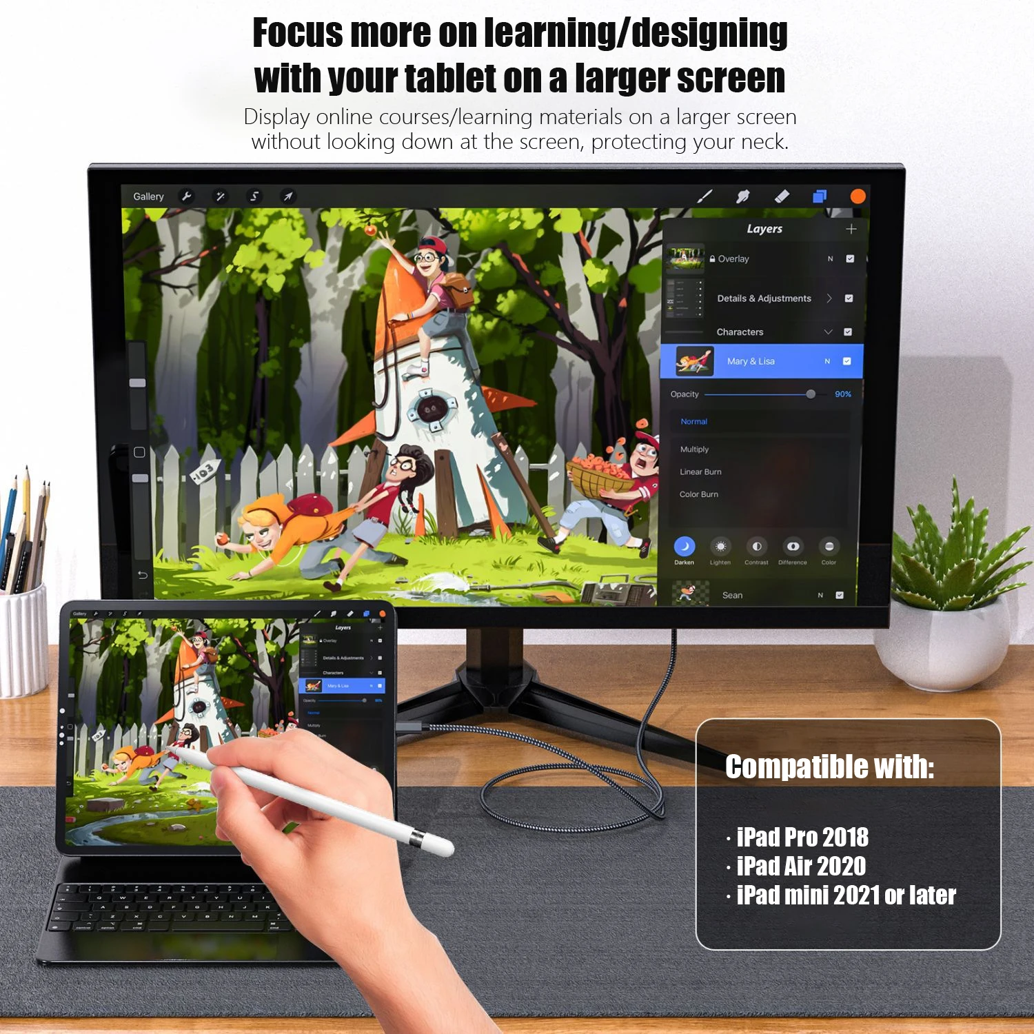 USB C to HDMI Cable 4K@30HzHDMI-Compatible HDTV Cable For Air iPad TV Converter MacBook Air iPad Type C HDMI Adapter - view 2